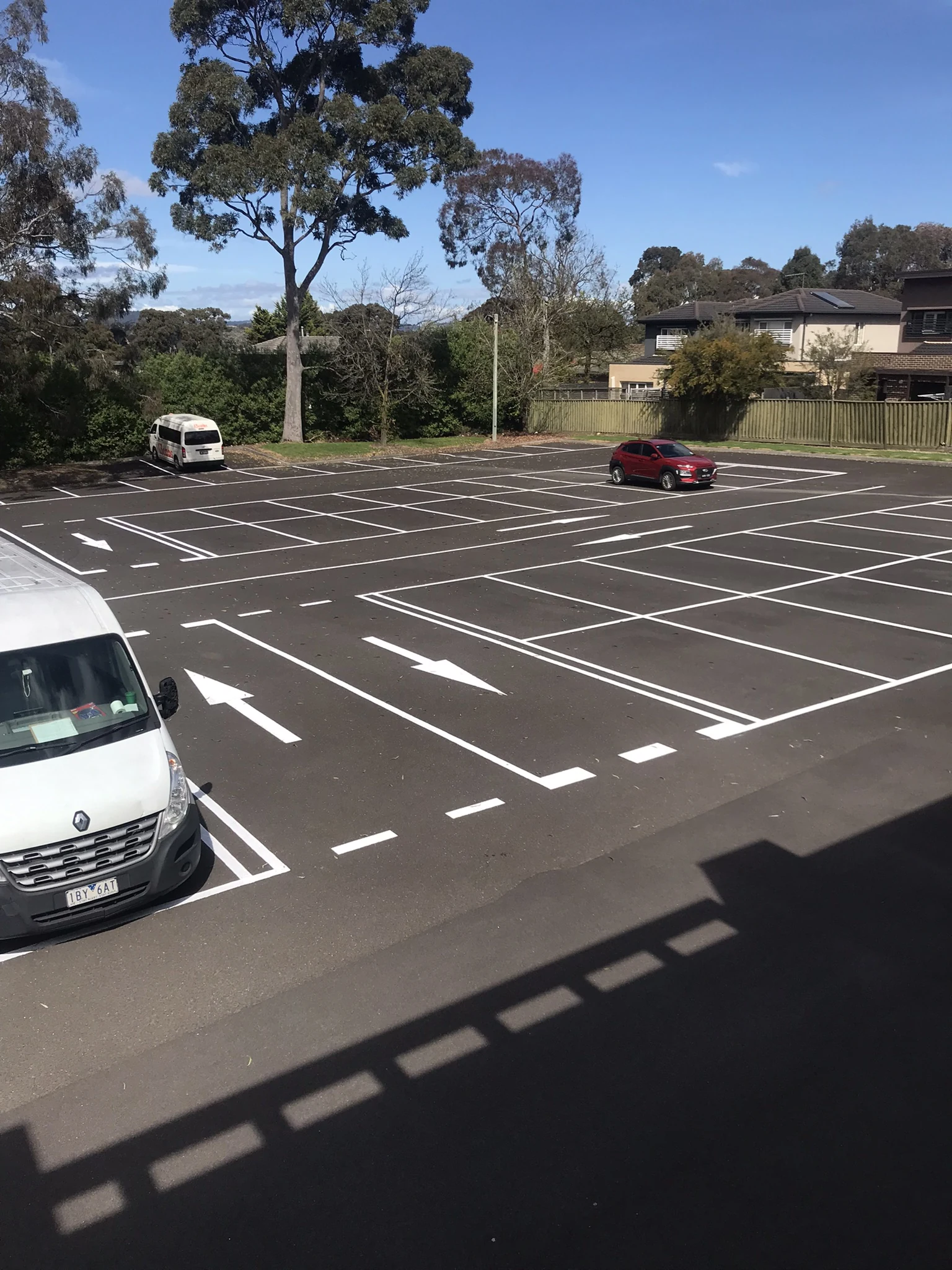 Yellow car park line marking