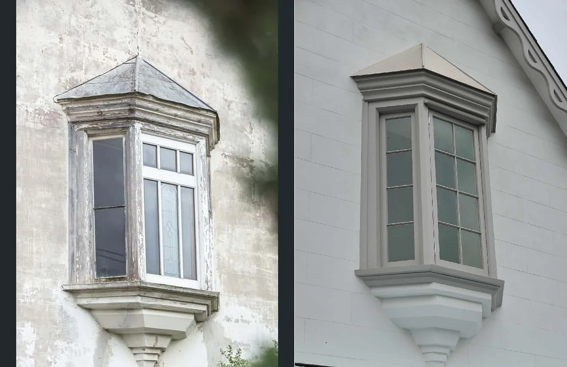 Repainted heritage window frame